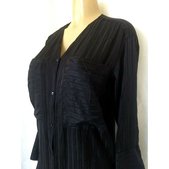Wilfred Aritzia Zelie Shirt Satin Stripe Black XS - Picture 5 of 7